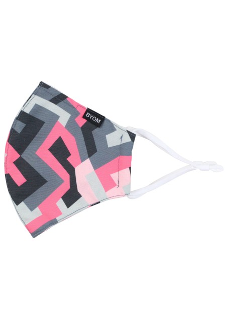 Abstract Print Mask in Pink and Gray