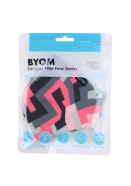 Abstract Print Mask in Pink and Gray in Mask Bag