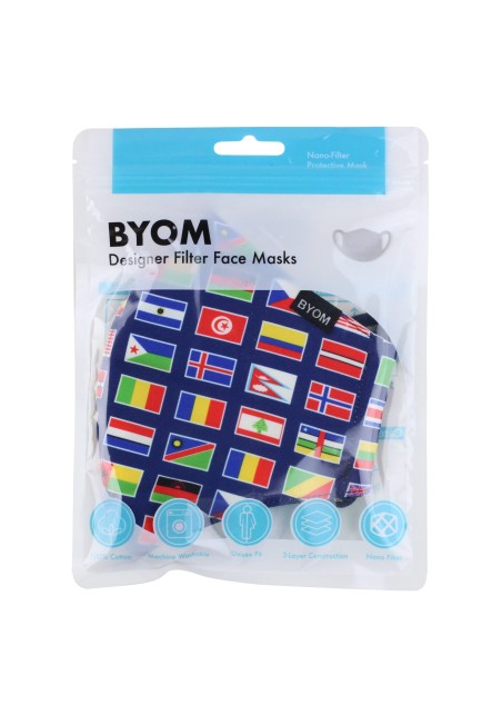 Flags of the World Mask in Mask Bag