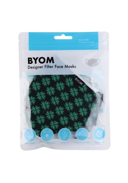 4-Leaf Clover Print Filter Mask in Mask Bag