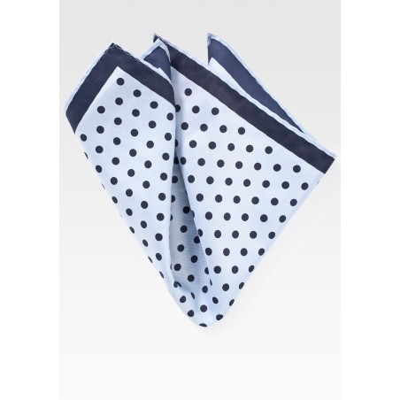 Light Blue and Navy Polka Dot Pocket Square