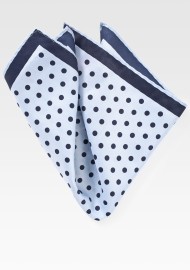 Light Blue and Navy Polka Dot Pocket Square