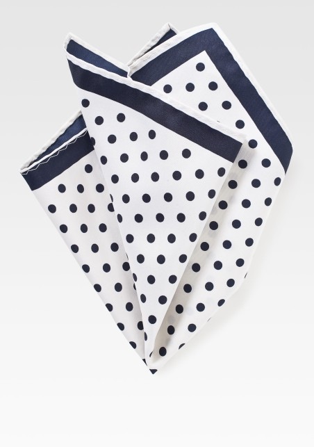 White and Navy Blue Pocket Square