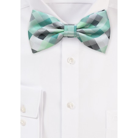 Patchwork Bow Tie in Mint and Silver