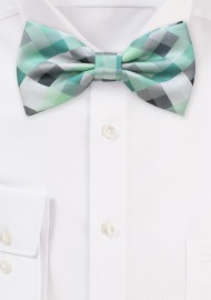 Patchwork Bow Tie in Mint and Silver