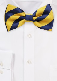 Navy and Yellow Striped Bow Tie