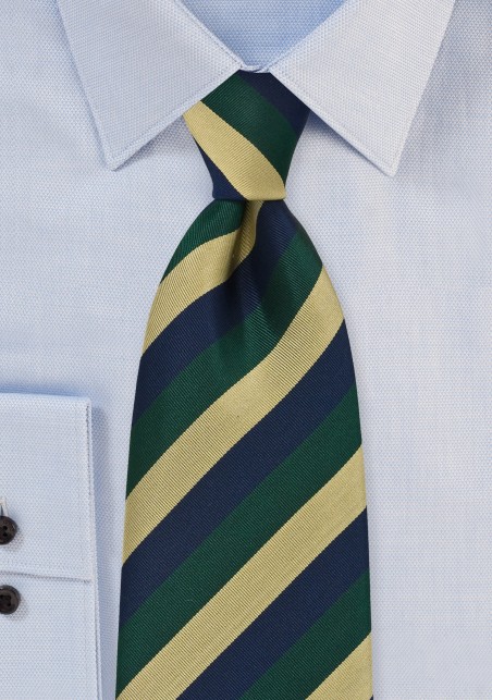 Regimental Tie in Navy, Green and Gold
