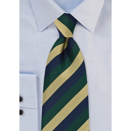 Regimental Tie in Navy, Green and Gold