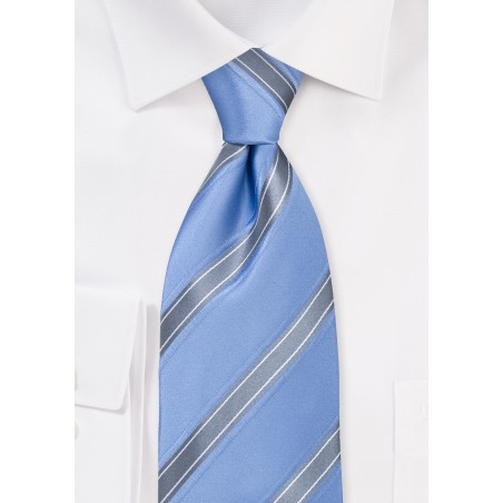 Sky Blue and Silver Striped Tie