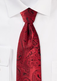 Elegant Paisley Tie in Ruby Red