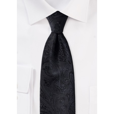 Formal Black Paisley Tie in XL