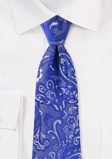 Formal Summer Paisley Tie in Morning Glory Blue