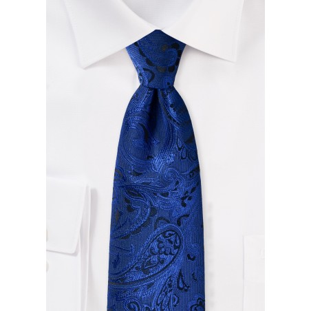 Royal Blue XL Paisley Tie