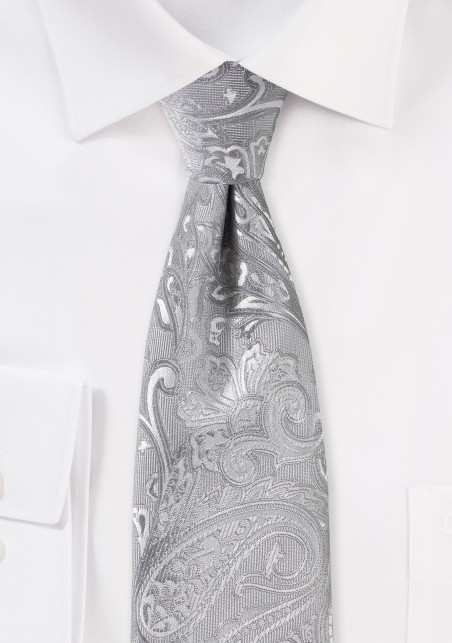 Festive Silver Kids Paisley Tie