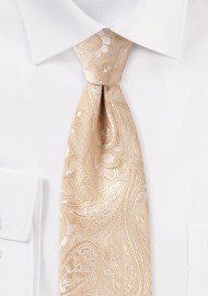 Golden Champagne Paisley Mens Tie in XL