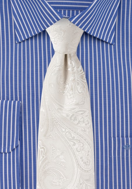 Ivory Paisley Tie in XL