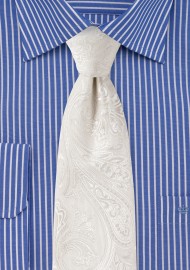 Ivory Paisley Tie in XL
