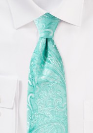 Wedding Paisley Tie in Aqua