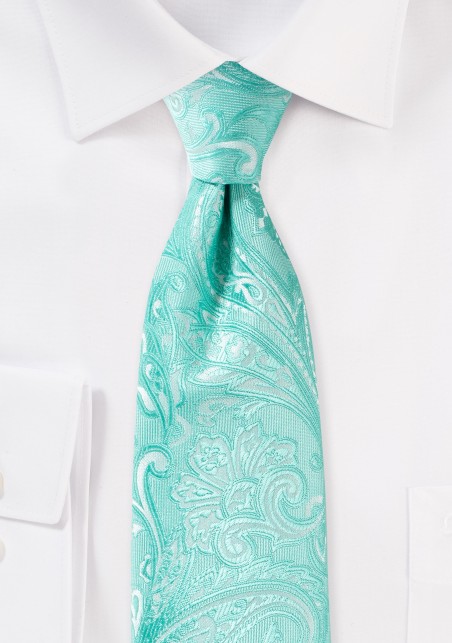 Aqua Paisley Tie in XL
