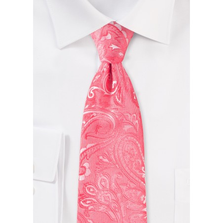 Coral Wedding Paisley Tie