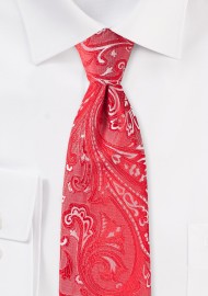 Bright Poppy Red Paisley Tie