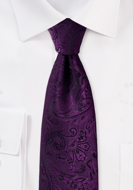 Berry Purple Paisley Tie in XL