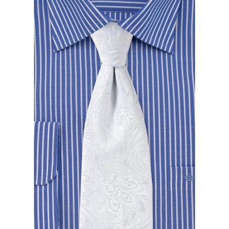 Bright White Mens Paisley Tie