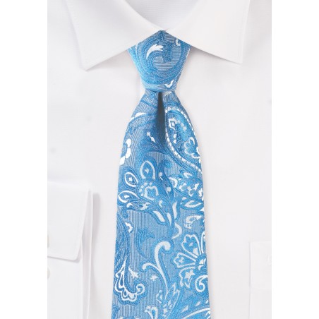 Woven Paisley Tie in Blue Jay