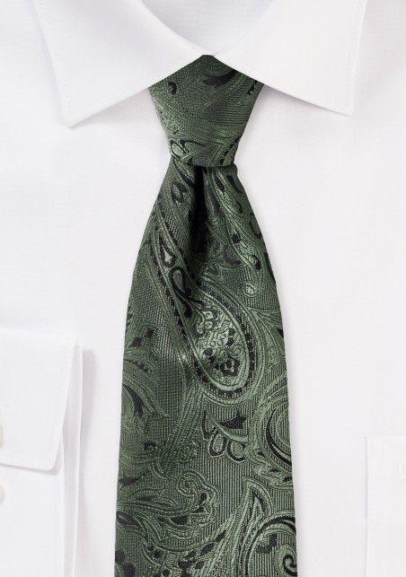 Moss Green Paisley Tie