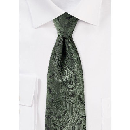 Moss Green Kids Paisley Tie