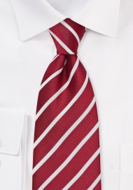 Classic Red and White Striped Tie
