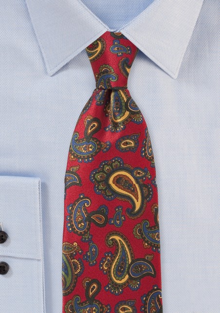 Elegant Paisley Tie in Imperial Red