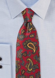 Elegant Paisley Tie in Imperial Red