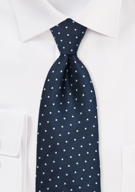 Navy & Silver Polka Dot Tie