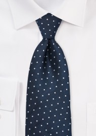 Navy & Silver Polka Dot Tie