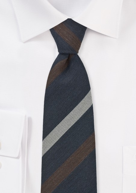 Trendy Skinny Tie in Navy, Gray, Brown