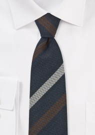 Trendy Skinny Tie in Navy, Gray, Brown