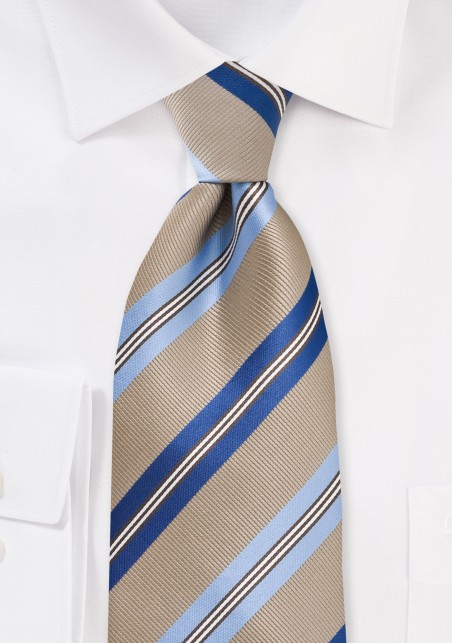 Wheat-Brown and Blue Tie
