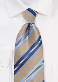 Wheat-Brown and Blue Tie
