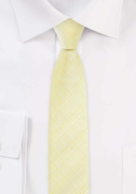 Skinny Plaid Tie in Banana Yellow