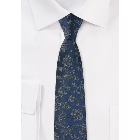 Dark Teal Floral Tie