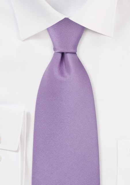 Solid Light Lavender Silk Tie in XL