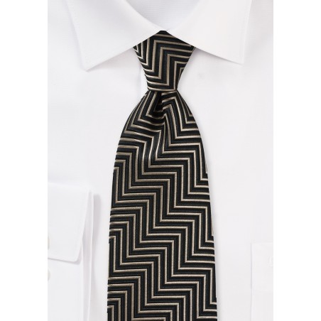 Aztec Striped Necktie in Gold and Black