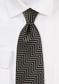Aztec Striped Necktie in Gold and Black