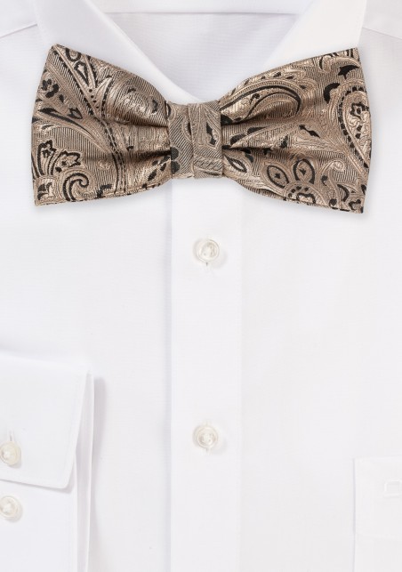 Bronze Gold Paisley Bow Tie