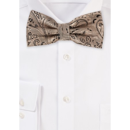 Bronze Gold Paisley Bow Tie