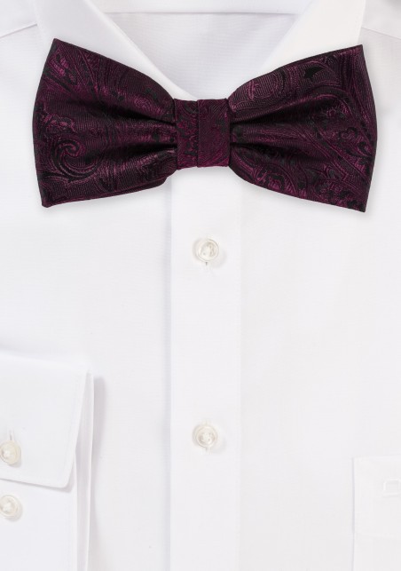 Claret Red Paisley Bow Tie
