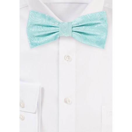 Paisley Bow Tie in Robins Egg Blue
