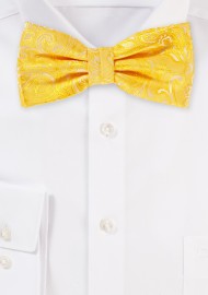 Canary Yellow Paisley Bow Tie