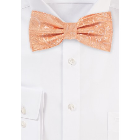 Peach Mens Bow Tie with Paisley Design